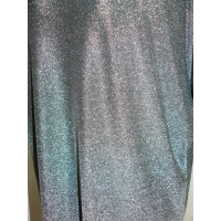 Błyszcząca wieczorowa tunika Oversize z dekoltem - ciemne srebro